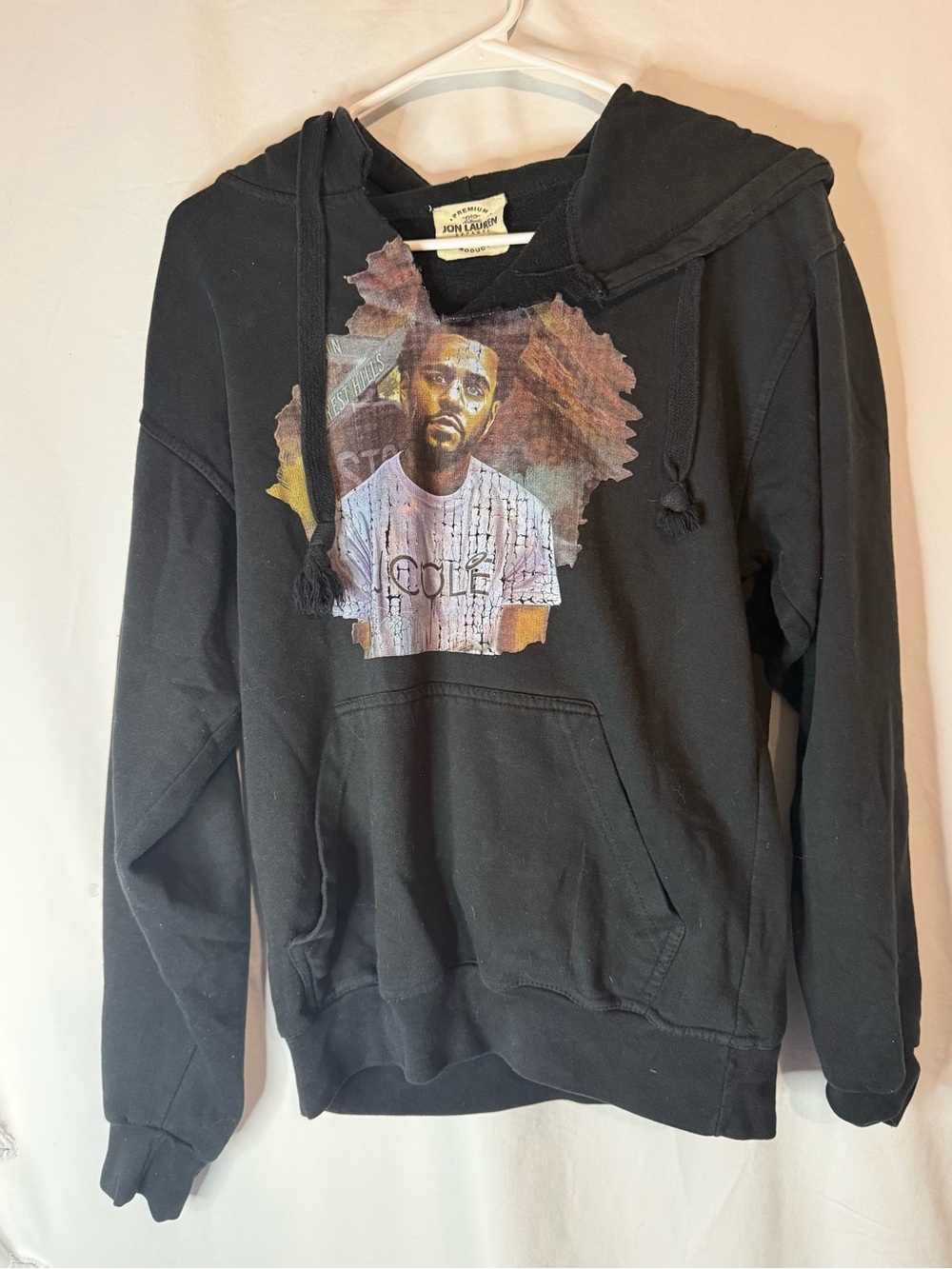 J Cole Forest Hills Graphic Hoodie Black Jon Lauren Distressed Rap Hip Hop 22x24